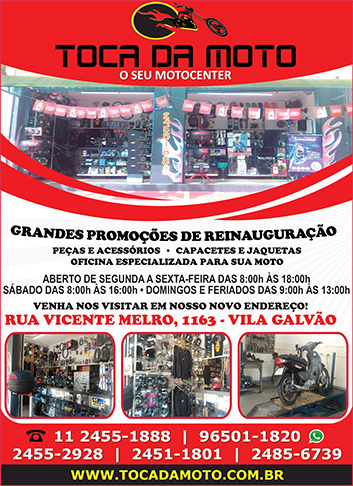 Toca da Moto - O seu Motocenter - Peas e Acessrios para motocicletas, capacetes, jaquetas e oficina especializada em motos na cidade de Guarulhos